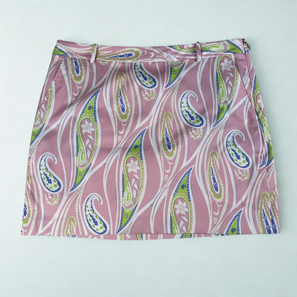 Polo Ralph Lauren Golf Skort Womens 12 Pink Paisley Print Stretch Classic NWT